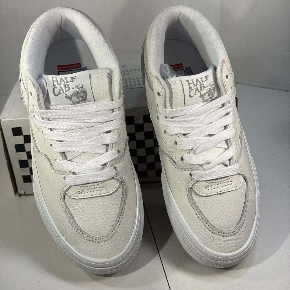NWT Vans Skate Half Cab White Leather with Suede Trim Women’s 6.5 - Picture 4 of 10